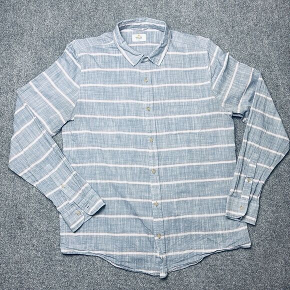 Marine Layer Button Down Blue Striped Liberty Casual Summer Shirt Mens Large - Picture 4 of 8